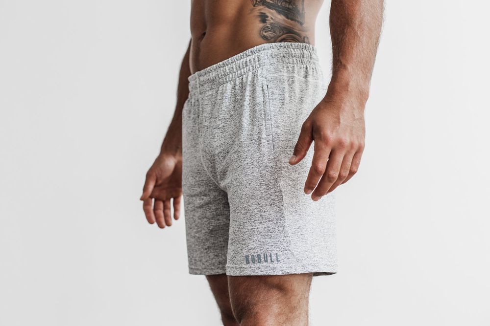 NOBULL Men's Lightweight Knit 7" Shorts - White Heather - Ireland (7618ZKIAY)